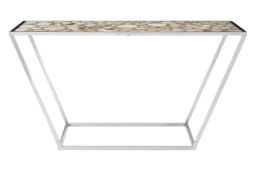 Orsina Luxe Design White Agate Console Table, Modern Console Table For Hallway, Distinctive Table For Livingroom in Silver - thumbnail 6