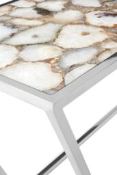 Orsina Luxe Design White Agate Console Table, Modern Console Table For Hallway, Distinctive Table For Livingroom in Silver - thumbnail 5