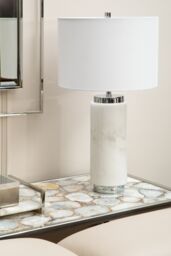 Orsina Luxe Design White Agate Console Table, Modern Console Table For Hallway, Distinctive Table For Livingroom in Silver - thumbnail 2