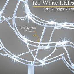 Christow Reindeer Sleigh Light Outdoor Christmas Decoration 3D LED Xmas Silhouette 3m in White - thumbnail 3