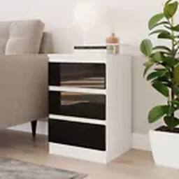 Havendro White + Black 3 Drawer Wooden Bedroom Chest Cabinet No Handle - thumbnail 3