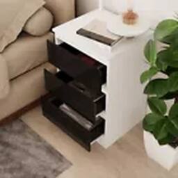 Havendro White + Black 3 Drawer Wooden Bedroom Chest Cabinet No Handle - thumbnail 4