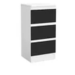 Havendro White + Black 3 Drawer Wooden Bedroom Chest Cabinet No Handle - thumbnail 1