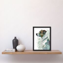 Artery8 Jack Russel Dog Modern Watercolour Portrait Illustration Artwork Framed Wall Art Print A4 in Black - thumbnail 2