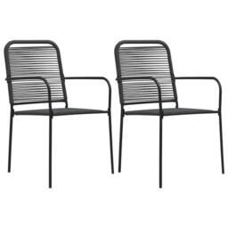 Berkfield Home Garden Chairs 2 pcs Cotton Rope & Steel Black - thumbnail 2
