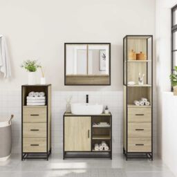 Berkfield Home 4¬†Piece Bathroom Furniture Set¬†Sonoma Oak Engineered Wood - thumbnail 4