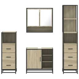 Berkfield Home 4¬†Piece Bathroom Furniture Set¬†Sonoma Oak Engineered Wood - thumbnail 5