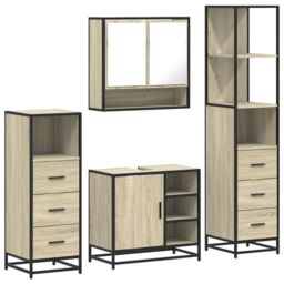 Berkfield Home 4¬†Piece Bathroom Furniture Set¬†Sonoma Oak Engineered Wood - thumbnail 2
