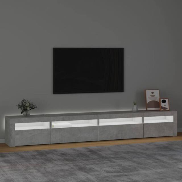 Berkfield Home TV Cabinet with LED Lights Concrete Grey 270x35x40 cm - Size: 270 x 35 x 40 cm - image 1