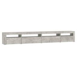 Berkfield Home TV Cabinet with LED Lights Concrete Grey 270x35x40 cm - Size: 270 x 35 x 40 cm - thumbnail 7