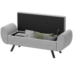 STILVORA Storage Ottoman with Arms & Storage in Dark Grey Linen - thumbnail 5