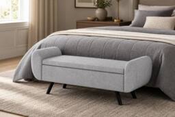 STILVORA Storage Ottoman with Arms & Storage in Dark Grey Linen - thumbnail 1