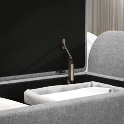 STILVORA Storage Ottoman with Arms & Storage in Dark Grey Linen - thumbnail 9