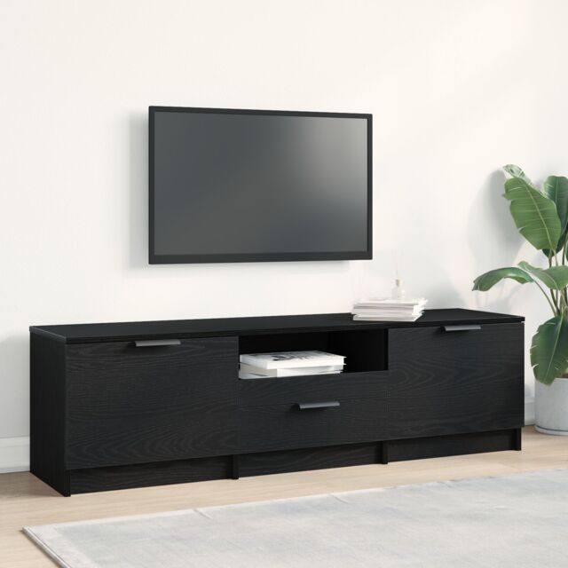 Berkfield Home TV Cabinet - Black Oak - 140x35x40 cm - Made of Engineered Wood - Size: 140 x 35 x 40 cm - image 1