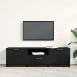 Berkfield Home TV Cabinet - Black Oak - 140x35x40 cm - Made of Engineered Wood - Size: 140 x 35 x 40 cm - thumbnail 4