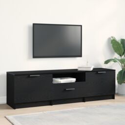 Berkfield Home TV Cabinet - Black Oak - 140x35x40 cm - Made of Engineered Wood - Size: 140 x 35 x 40 cm - thumbnail 1