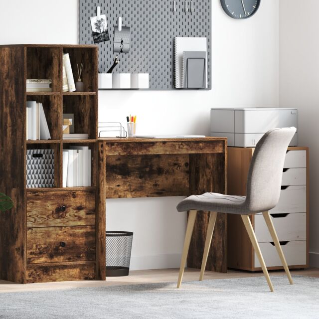 Berkfield Home Writing Desk Smoked oak Engineered wood Compact Writing Desk in Brown - image 1