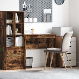 Berkfield Home Writing Desk Smoked oak Engineered wood Compact Writing Desk in Brown