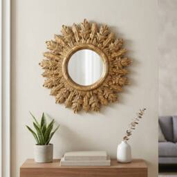 Garden Greatness Antiqued Gold Ornate Framed Mirror in White - thumbnail 1