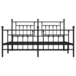 Berkfield Home Metal Bed Frame with Headboard & Footboard Black 180x200 cm Super King - thumbnail 5