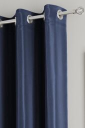 Enhanced Living Plain Supersoft Thermal Room Darkening Eyelet Curtains - Pair in Navy - Size: 168 cm width x 183 cm drop - thumbnail 2