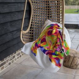 Benjamin Tate Design Amazing Illustration of Dog Pop Art Designer Blanket in Natural - Size: 120 cm x 150 cm - thumbnail 3