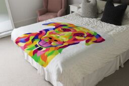 Benjamin Tate Design Amazing Illustration of Dog Pop Art Designer Blanket in Natural - Size: 120 cm x 150 cm - thumbnail 4