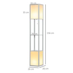 HOMCOM Shelf Floor Lamp with Dual Light, for Living Room, Bedroom in Light Grey - thumbnail 3