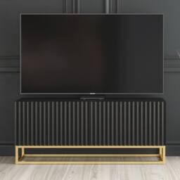 Mex Furniture LTD TV Unit Ripple 100cm - Black with Fluted Doors - thumbnail 1