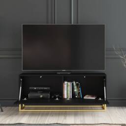 Mex Furniture LTD TV Unit Ripple 100cm - Black with Fluted Doors - thumbnail 2