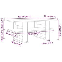 Berkfield Home Coffee Table Concrete Grey 102x55x42 cm Engineered Wood - Size: 102 x 55 x 42 cm - thumbnail 8