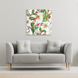 Benjamin Tate Design Watercolour Christmas pattern (Canvas Print) / 77 x 77 x 4cm in Natural - Size: 77 x 77 x 4 cm - thumbnail 1