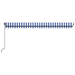 Berkfield Home Manual Retractable Awning with LED 500x300 cm Blue & White - thumbnail 4