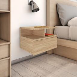 Berkfield Home Floating Nightstands 2 pcs Sonoma Oak 40x31x27cm Engineered Wood in Brown - Size: 40 x 31 x 27 cm - thumbnail 1