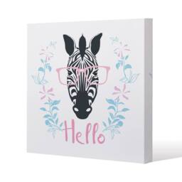 Benjamin Tate Design Hello Zebra (Canvas Print) / 46 x 46 x 4cm in Natural - Size: 46 x 46 x 4 cm - thumbnail 1