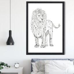 ARTZE Line Art Lion Geometric Animal Framed Print SIZE: A3 with Black Frame - Size: A4 - thumbnail 2