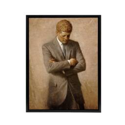 "Artery8 Shikler US President John F Kennedy JFK Framed Canvas Wall Art Print in Brown - Size: W12"" x H16""" - thumbnail 1