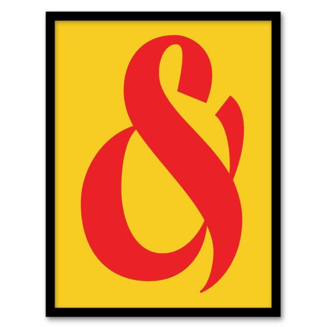 Artery8 And Ampersand Symbol Yellow Red Vibrant Design Framed Wall Art Print - Size: A4 - image 1