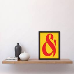 Artery8 And Ampersand Symbol Yellow Red Vibrant Design Framed Wall Art Print - Size: A4 - thumbnail 4
