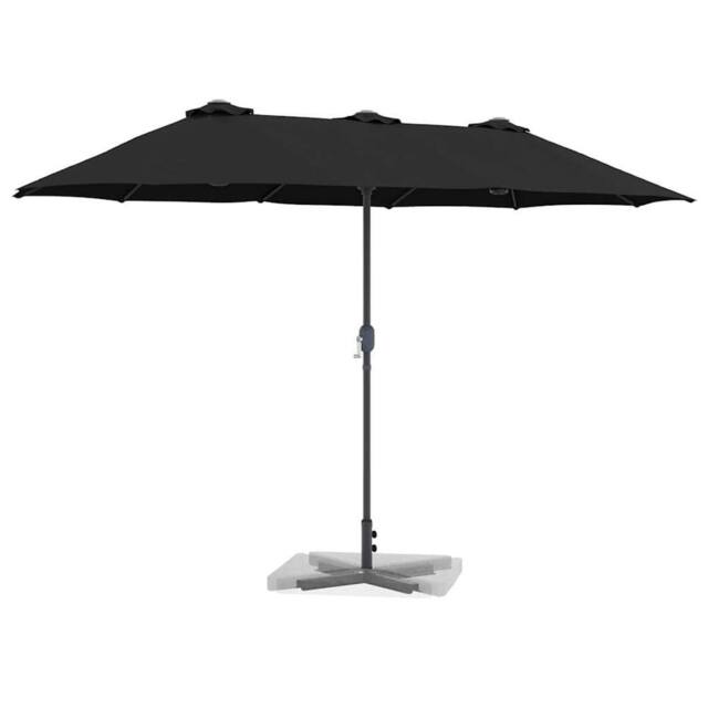 Berkfield Home Modern Garden Parasol Black 380 x 196 x 235 cm Powder-coated steel - image 1