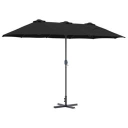 Berkfield Home Modern Garden Parasol Black 380 x 196 x 235 cm Powder-coated steel - thumbnail 8