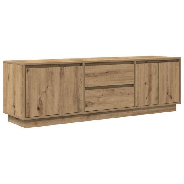 Berkfield Home TV Cabinet with LED Lights Artisan Oak 160.5x41x50 cm in Brown - image 1