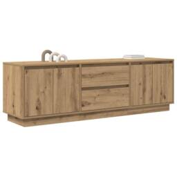 Berkfield Home TV Cabinet with LED Lights Artisan Oak 160.5x41x50 cm in Brown - thumbnail 5