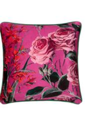 Laurence Llewelyn-Bowen 'Cotswald Fantasia Dawn' Soft Touch Floral Print Velvet Filled Cushion in Pink - Size: 43 cm x 43 cm - thumbnail 2