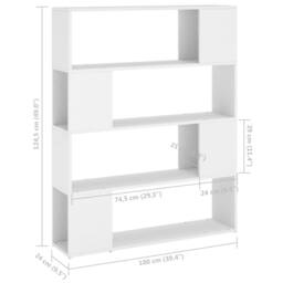 Berkfield Home Book Cabinet Room Divider White 100x24x124 cm - Size: 100 x 24 x 124 cm - thumbnail 7