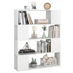 Berkfield Home Book Cabinet Room Divider White 100x24x124 cm - Size: 100 x 24 x 124 cm - thumbnail 4