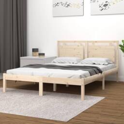 Berkfield Home Bed Frame Solid Wood 180x200 cm Super King Size in Brown - thumbnail 1