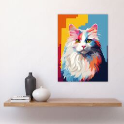 "Artery8 Wall Art Print Ragdoll Cat Lover Gift Pet Portrait Orange Blue Purple Artwork Painting Poster - Size: W18"" x H24""" - thumbnail 4