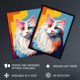 "Artery8 Wall Art Print Ragdoll Cat Lover Gift Pet Portrait Orange Blue Purple Artwork Painting Poster - Size: W18"" x H24""" - thumbnail 2