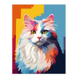 "Artery8 Wall Art Print Ragdoll Cat Lover Gift Pet Portrait Orange Blue Purple Artwork Painting Poster - Size: W18"" x H24""" - thumbnail 1